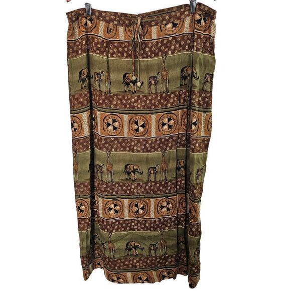 Vintage Y2K Stonebridge Skirt Womens Size 18W Brown Safari Animal Giraffe Zebra - Picture 1 of 11